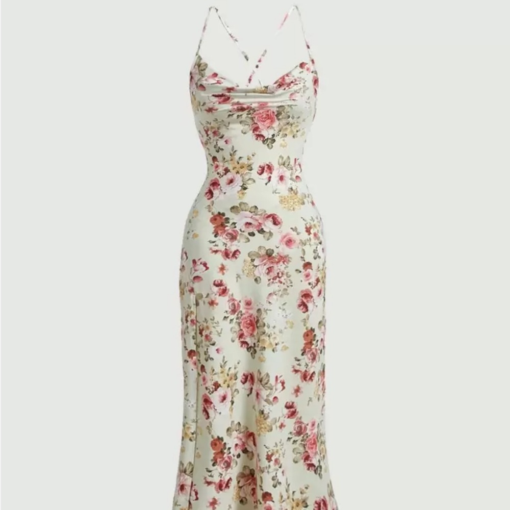 Floral Print Spaghetti Strap Dress New